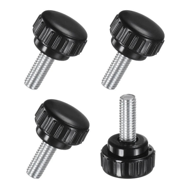 4-Pack Knurled Clamping Knobs, M8x20mm Male Thread Thumbscrew, Carbon Steel