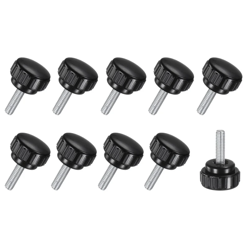 10-Pack Knurled Clamping Knobs, M6x20mm Male Thread Thumbscrew, Carbon Steel