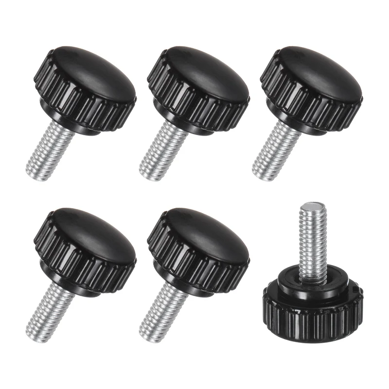 6-Pack Knurled Clamping Knobs, M6x16mm Male Thread Thumbscrew, Carbon Steel