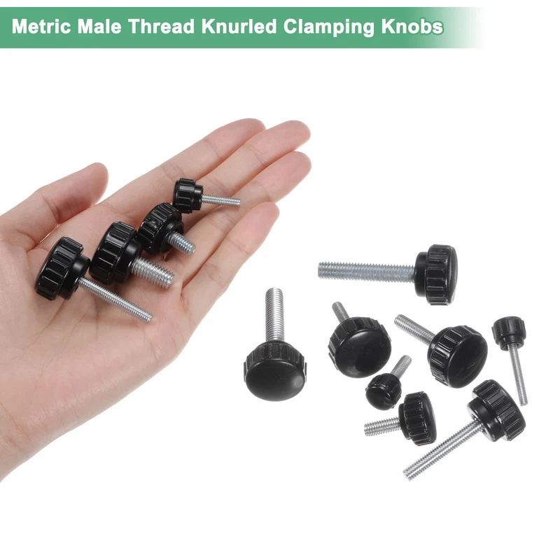 6-Pack Knurled Clamping Knobs, M6x16mm Male Thread Thumbscrew, Carbon Steel