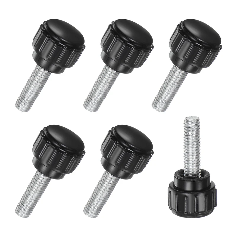 6-Pack Knurled Clamping Knobs, M5x16mm Male Thread Thumbscrew, Carbon Steel
