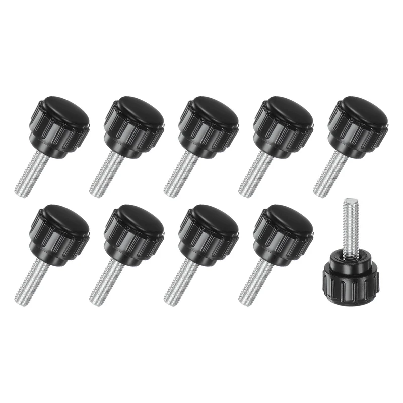 10-Pack Knurled Clamping Knobs, M4x16mm Male Thread Thumbscrew, Carbon Steel