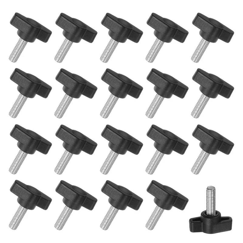 20-Pack Thumb Screws, M6x16mm Tee Wing Knobs, 304 Stainless Steel T Handles Knob