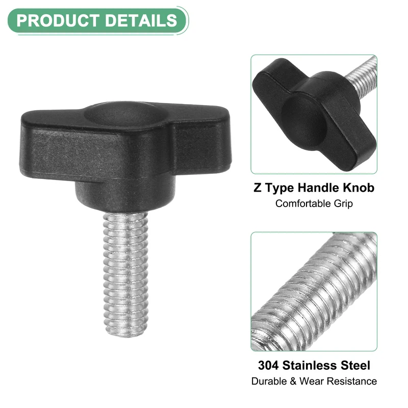 20-Pack Thumb Screws, M6x16mm Tee Wing Knobs, 304 Stainless Steel T Handles Knob