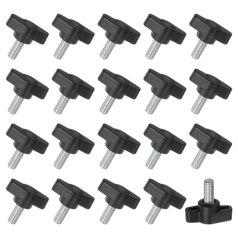 20-Pack Thumb Screws, M6x12mm Tee Wing Knobs, Carbon Steel T Handles Knob