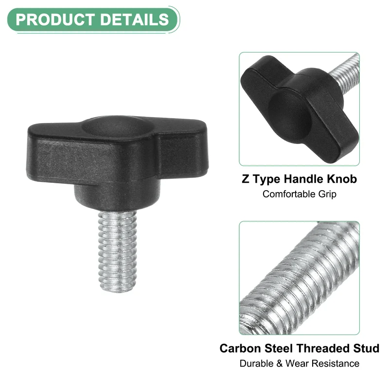 20-Pack Thumb Screws, M6x12mm Tee Wing Knobs, Carbon Steel T Handles Knob