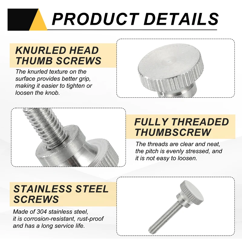 4PCS M5 x 25mm Flat Knurled Head Thumb Screws for Household Appliances