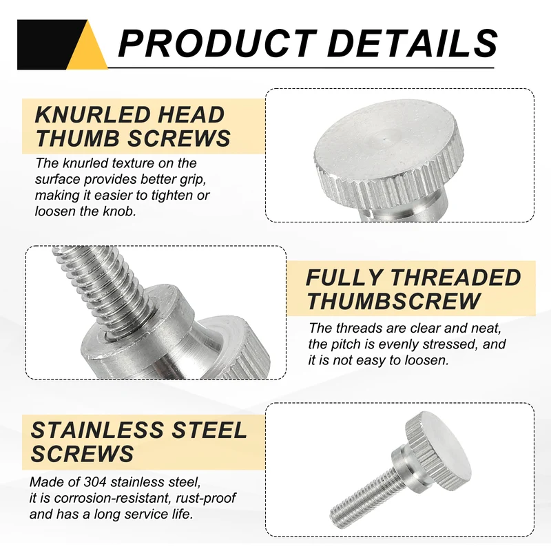 4 PCS M5 x 20mm Flat Knurled Head Thumb Screws for Household Appliances