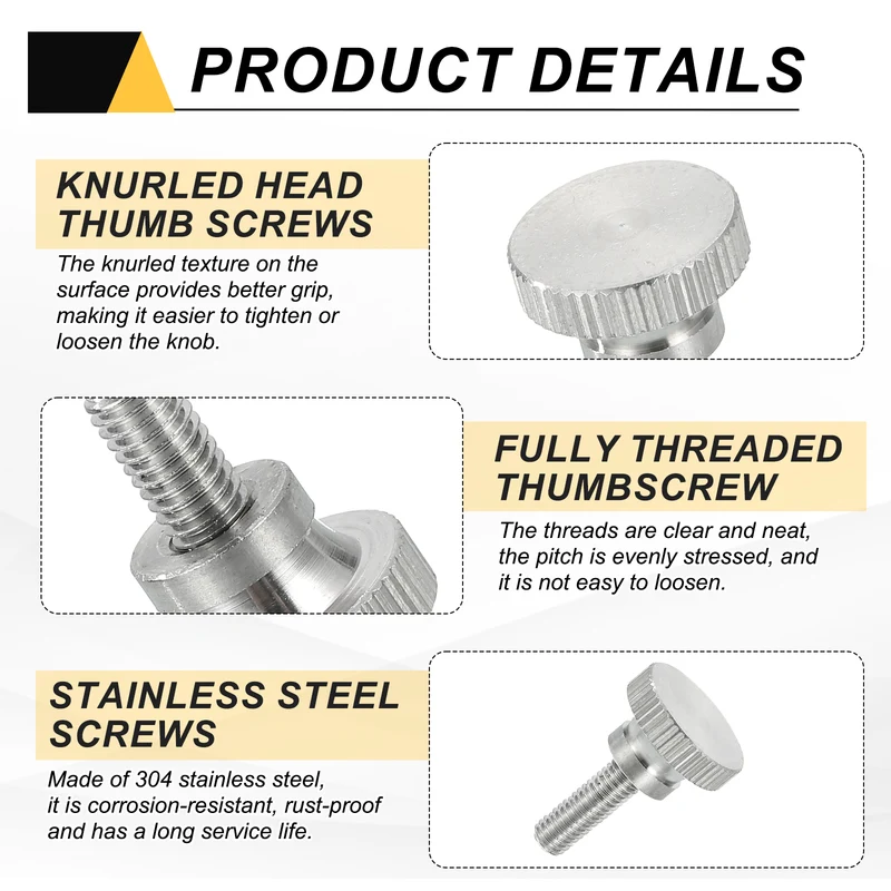 6Pcs M5 x 16mm Flat Knurled Head Thumb Screws for Household Appliances