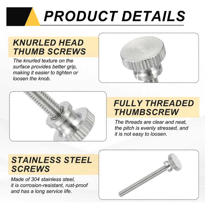 4PCS M4 x 40mm Flat Knurled Head Thumb Screws for Household Appliances