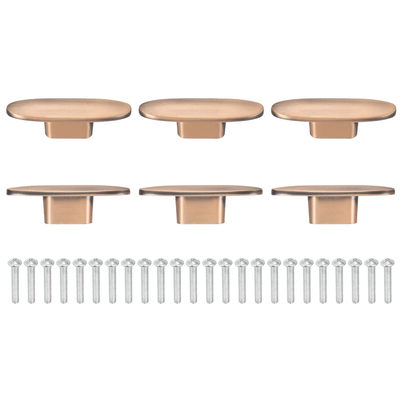 6Pcs Drawer Knobs, 2.2" Length Drawer Pulls Bar Modern Handle, Copper