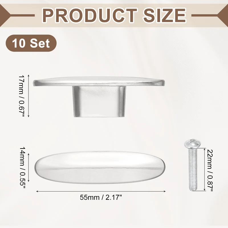 10Pcs Drawer Knobs, 2.2" Length Drawer Pulls Bar Modern Handle, Silver