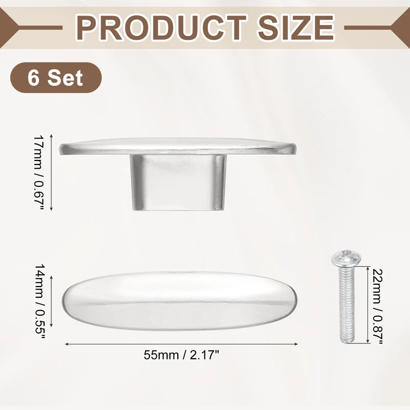 6Pcs Drawer Knobs, 2.2" Length Drawer Pulls Bar Modern Handle, Silver