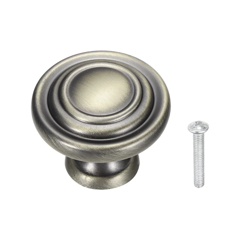 Solid Round Drawer Knobs, 1.3" Zinc Alloy Drawer Pulls with Screw, Bronze