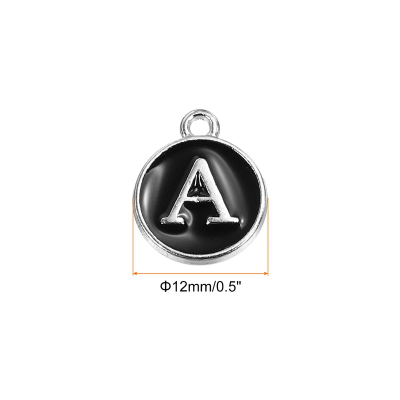 50 Pcs Alphabet A Enamel Letter Charm Enamel Initial Charm Black