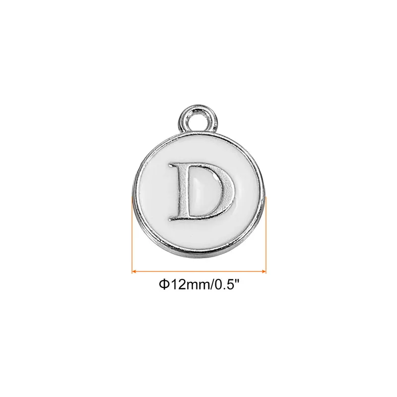 50 Pcs Alphabet D Enamel Letter Charm Enamel Initial Charm White
