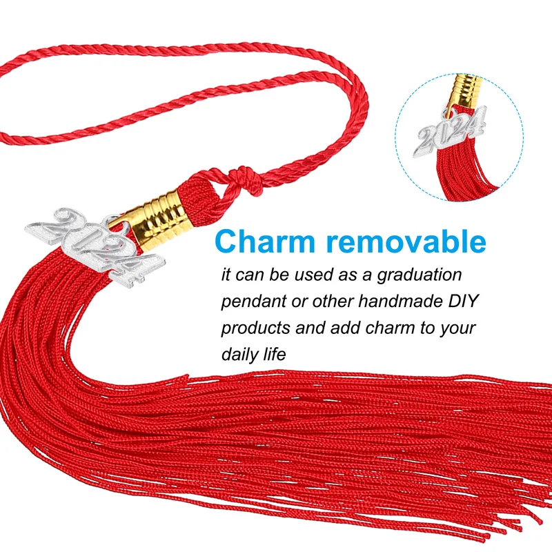 2024 Graduation Tassel Charm, 30 Pcs Alloy 2024 Year Small Letter Charm, Silver
