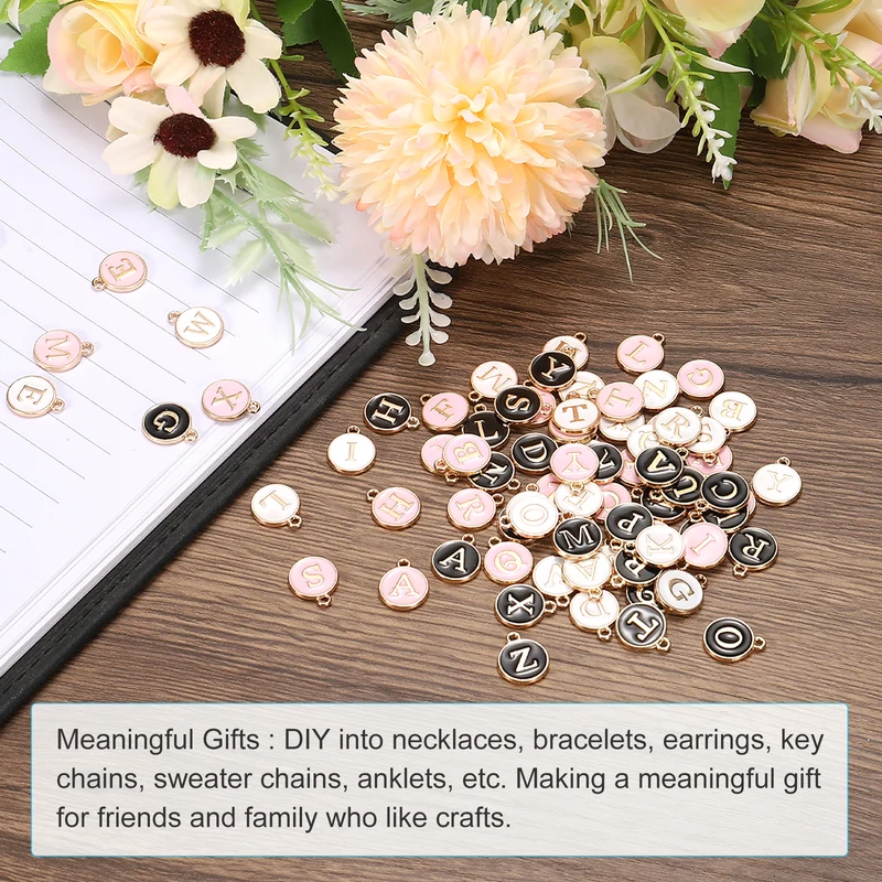Alphabet C Letter Charm Double Sided Enamel Alphabet Pendant White 20 Pcs