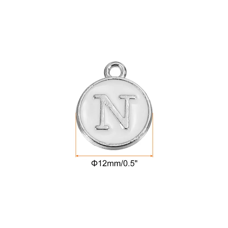 Alphabet N Enamel Letter Charm Jewelry Charm Enamel Initial Charm White Pendant Charm for Jewelry Making, Bracelet, Craft, Pack of 50