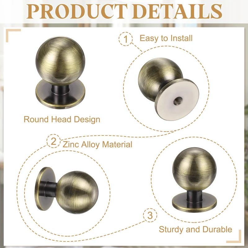 10Pcs 15/16" (24mm) Aluminum Round Cabinet Dresser Knobs Champagne Bronze