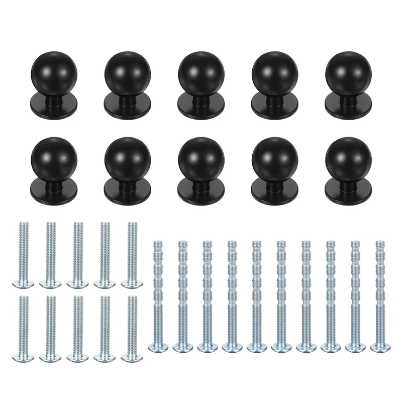 10Pcs 15/16" (24mm) Aluminum Round Cabinet Dresser Knobs Matte Black