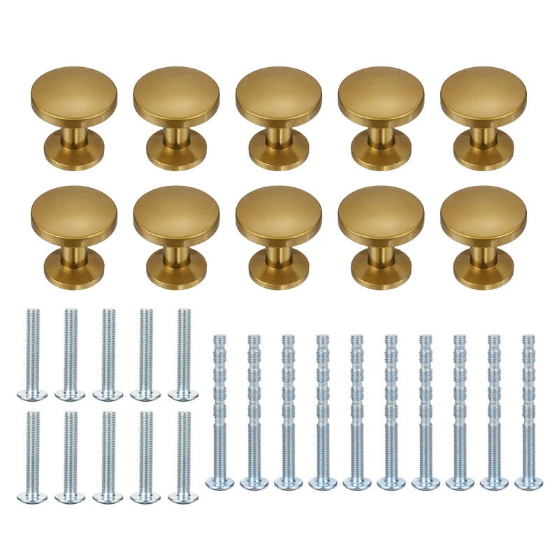 10Pcs 1-1/5" (30mm) Zinc Alloy Round Cabinet Dresser Knobs Champagne Copper
