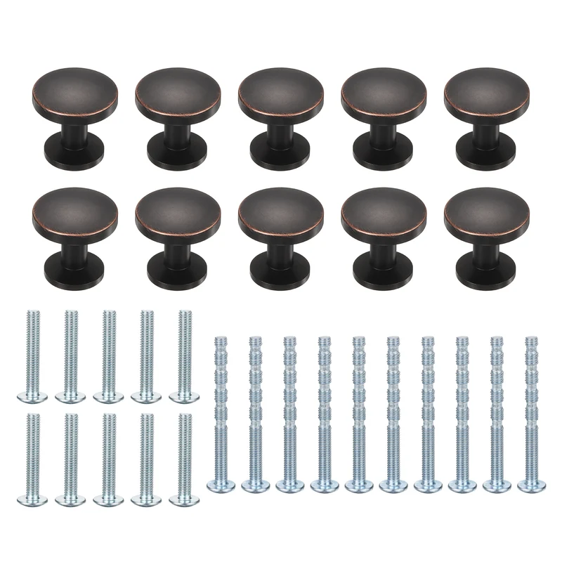 10Pcs 1-1/5" (30mm) Zinc Alloy Round Cabinet Dresser Knobs Oil Rubbed Bronze