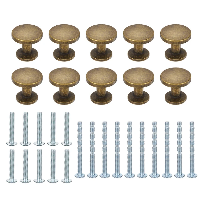 10Pcs 1-1/5" (30mm) Zinc Alloy Round Cabinet Dresser Knobs Bronze