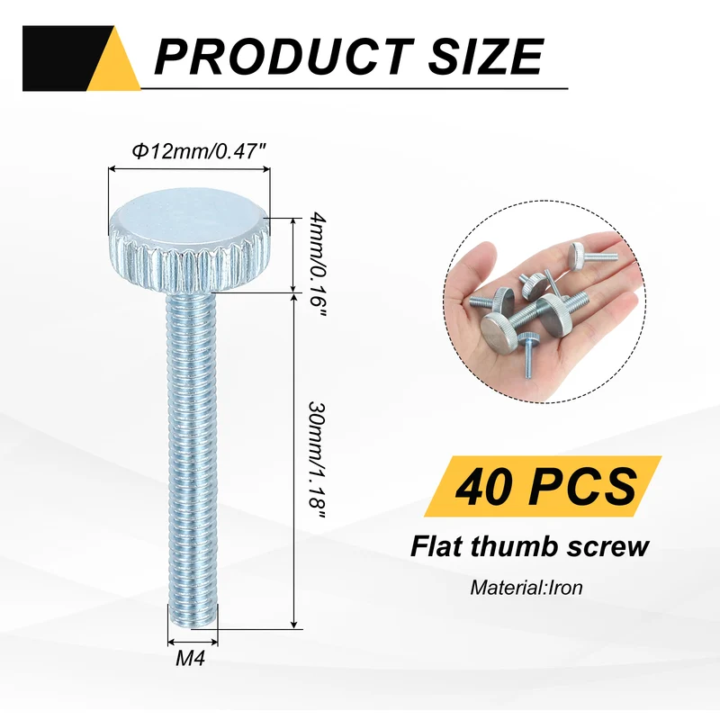 40 PCS M4x30mm Flat Knurled Head Thumb Screws for Household Appliances