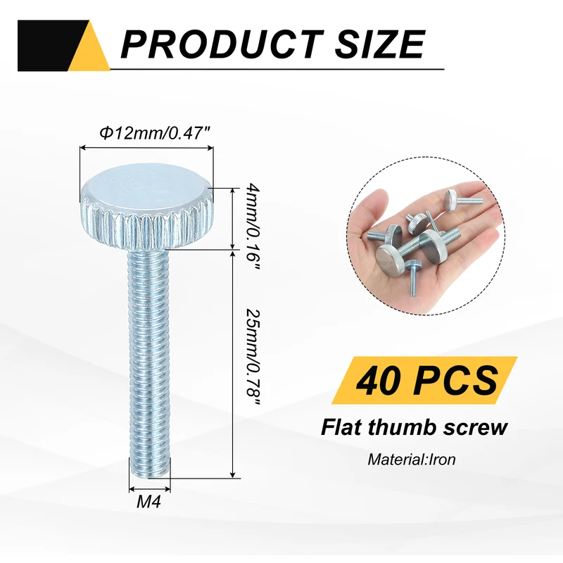 40 PCS M4x25mm Flat Knurled Head Thumb Screws for Household Appliances