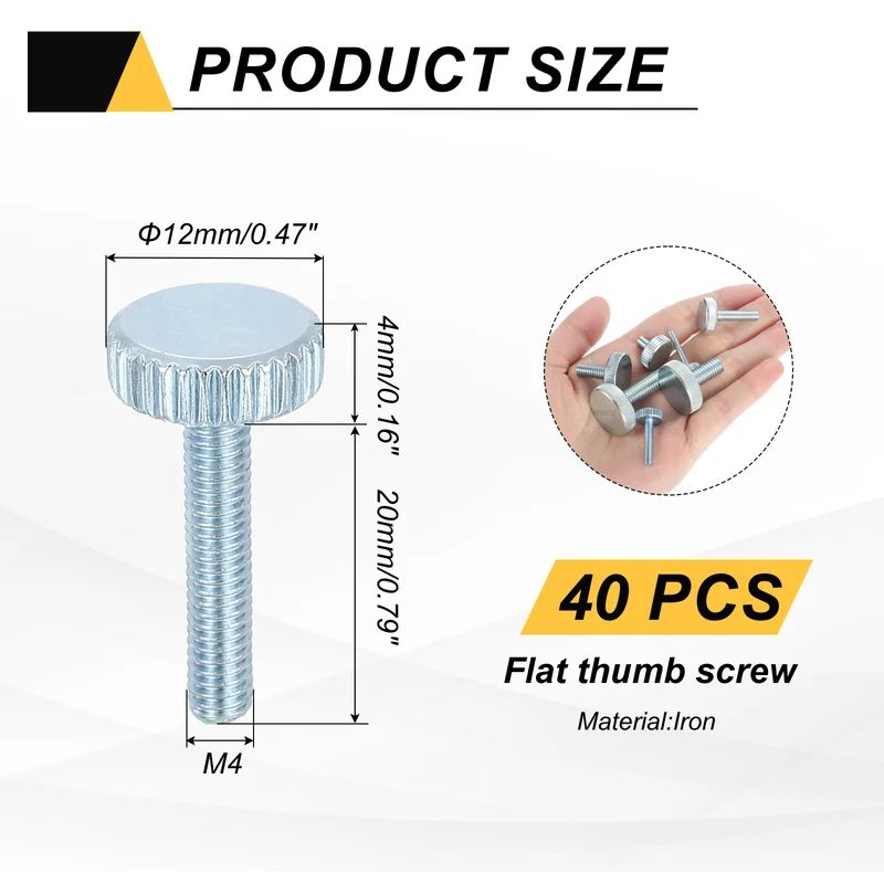 40 PCS M4x20mm Flat Knurled Head Thumb Screws for Household Appliances