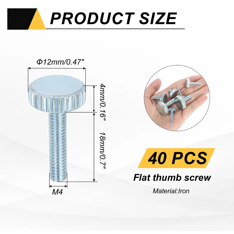 40 PCS M4x18mm Flat Knurled Head Thumb Screws for Household Appliances