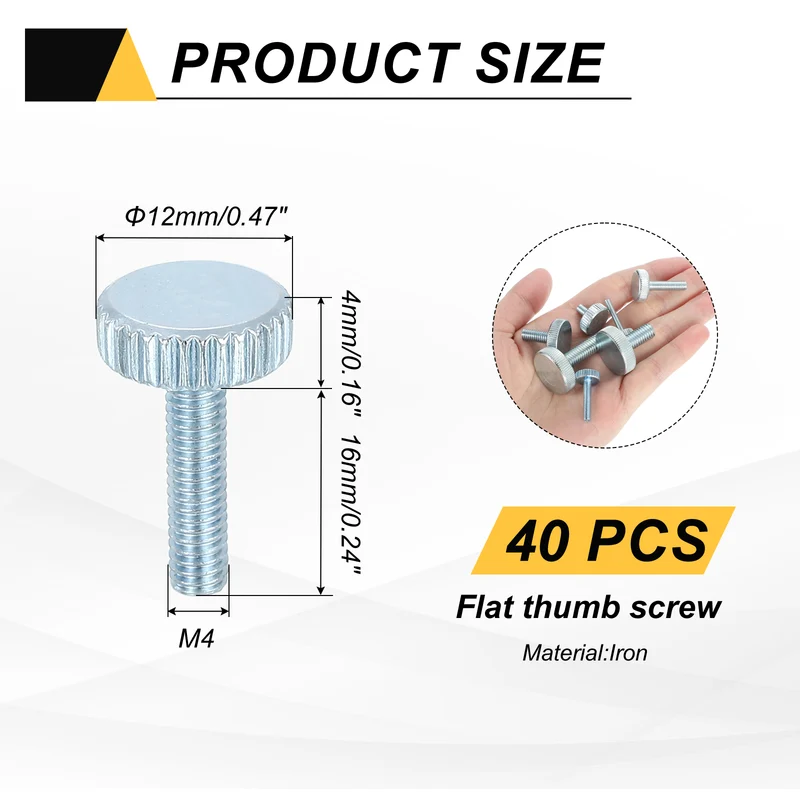 40Pcs M4x16mm Flat Knurled Head Thumb Screws for Household Appliances