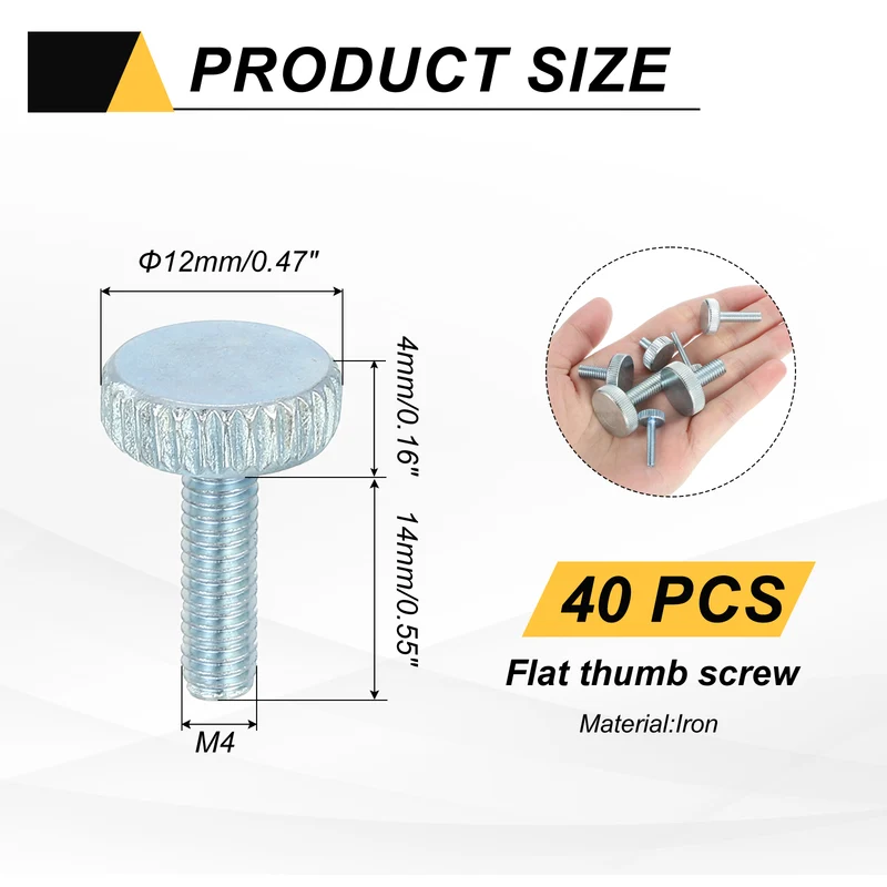 40 PCS M4x14mm Flat Knurled Head Thumb Screws for Household Appliances