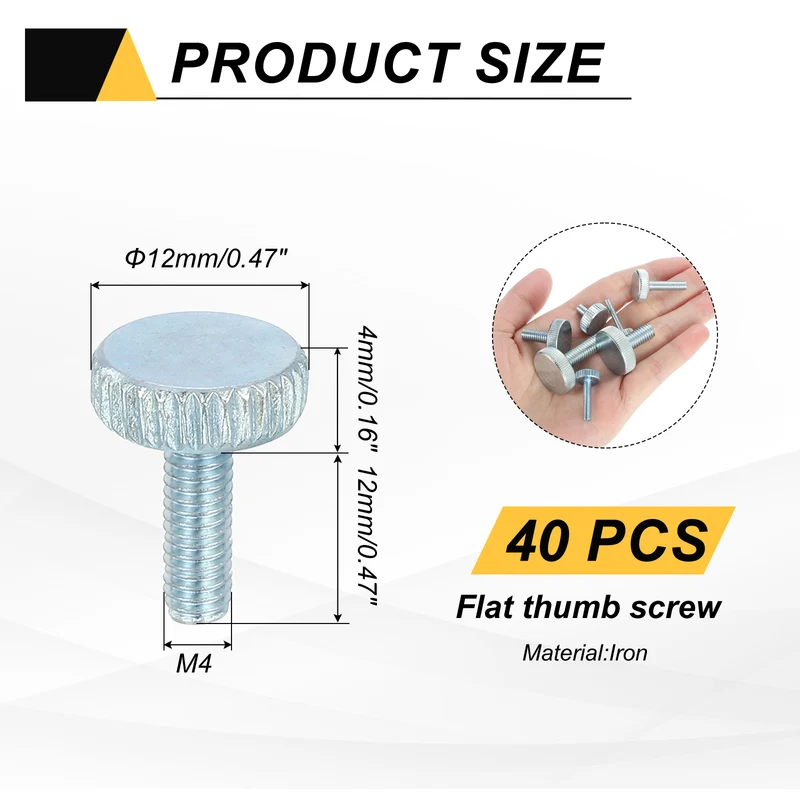 40 PCS M4x12mm Flat Knurled Head Thumb Screws for Household Appliances