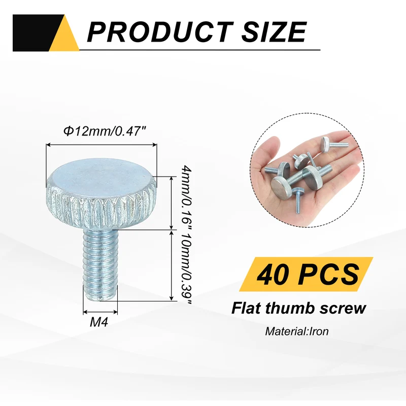 40PCS M4x10mm Flat Knurled Head Thumb Screws for Household Appliances