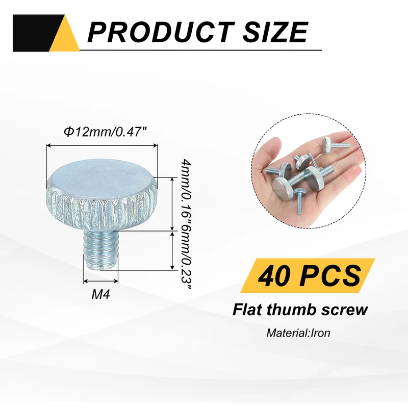 40 PCS M4x6mm Flat Knurled Head Thumb Screws for Household Appliances