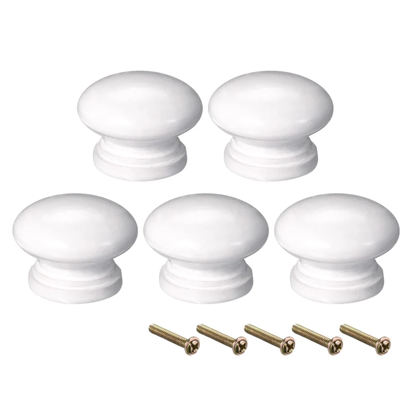 Round Pull Knob Handle 34mm Dia Cabinet Furniture Kitchen White 5pack