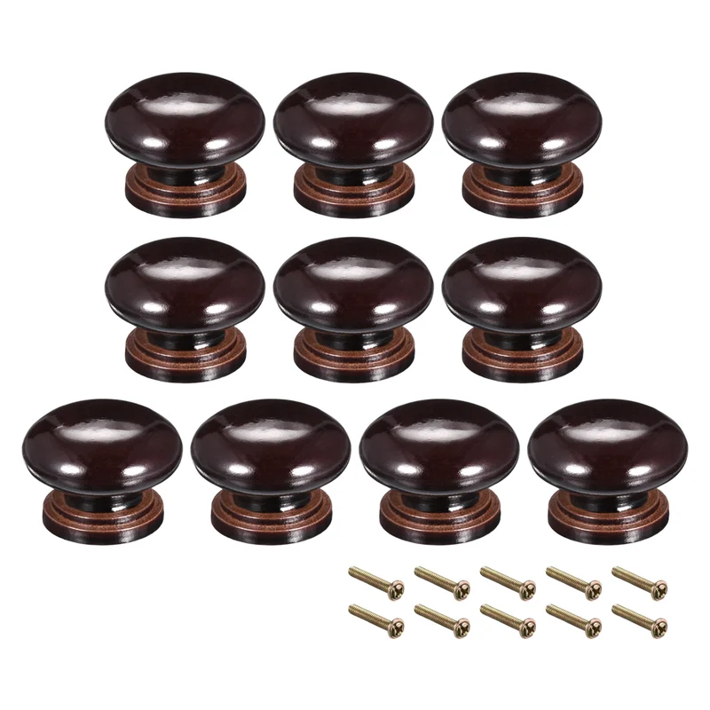 10pack Round Pull Knob Handle 34mm Dia Cabinet Furniture Kitchen Dark Brown