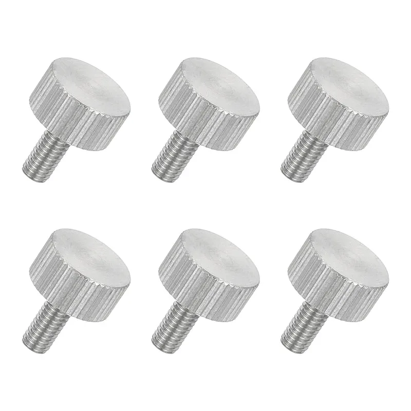 6 PCS M4 x 8mm Flat Knurled Head Thumb Screws for Industry