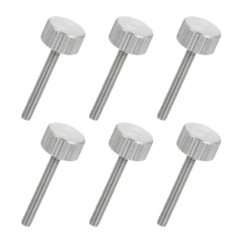 6 PCS M3 x 25mm Flat Knurled Head Thumb Screws for Industry
