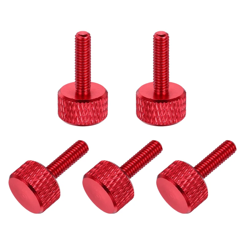 5Pcs M4x16mm Flat Head Knurled Thumb Screws for Graphics Card Red