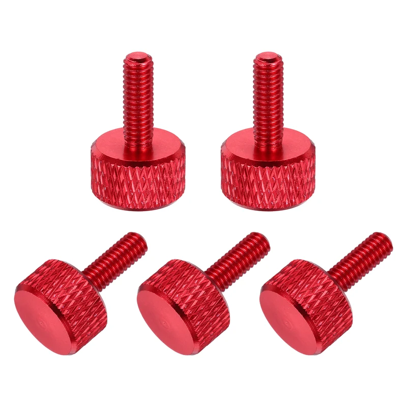 5Pcs M4x12mm Flat Head Knurled Thumb Screws for Graphics Card Red