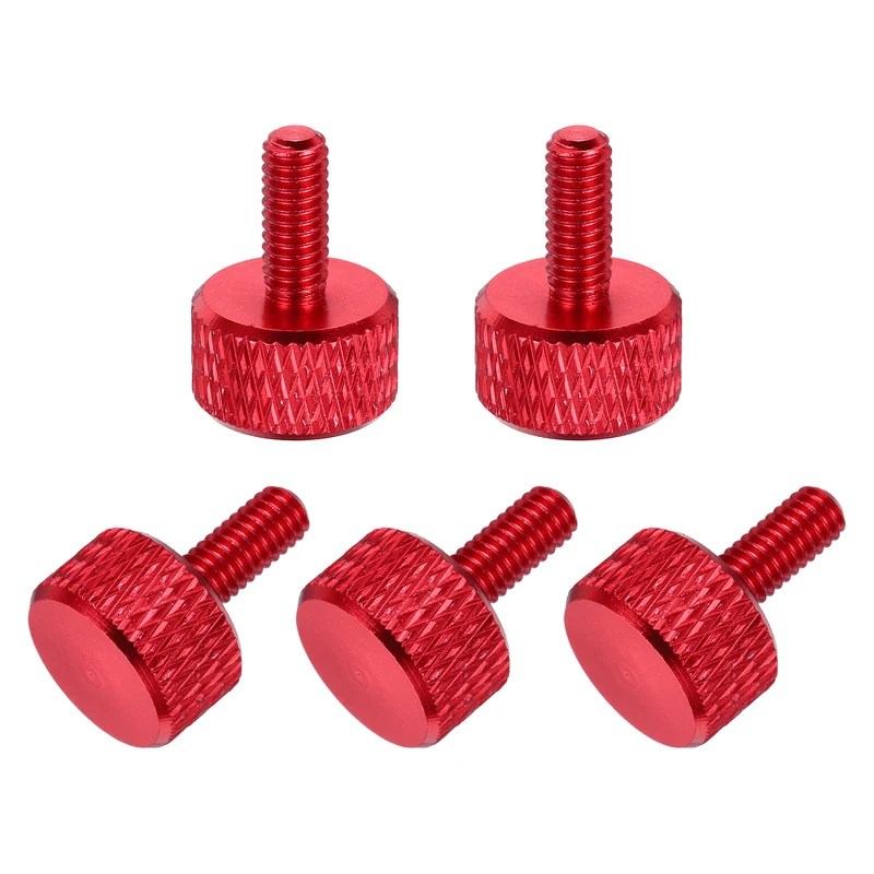 5Pcs M4x10mm Flat Head Knurled Thumb Screws for Graphics Card Red