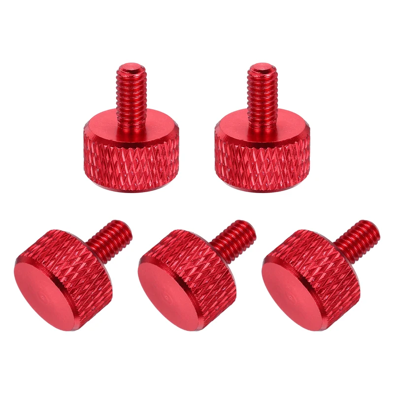 5Pcs M4x8mm Flat Head Knurled Thumb Screws for Graphics Card Red