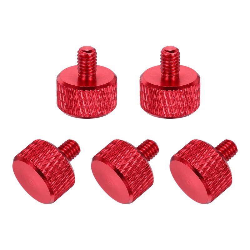 5Pcs M4x6mm Flat Head Knurled Thumb Screws for Graphics Card Red