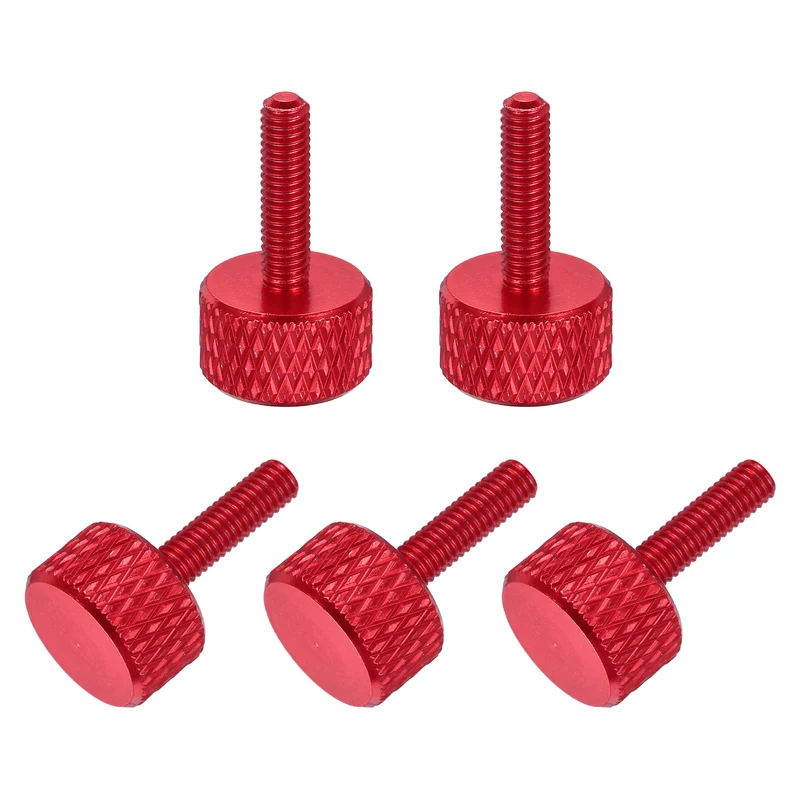 5 Pcs M3x12mm Flat Head Knurled Thumb Screws for Graphics Card, Red