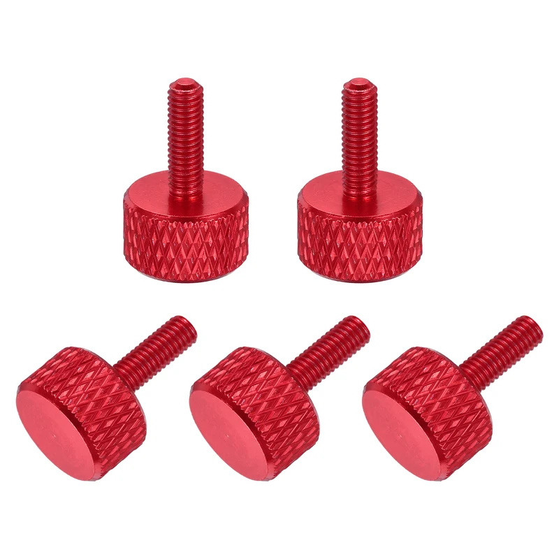 5Pcs M3x10mm Flat Head Knurled Thumb Screws for Graphics Card Red