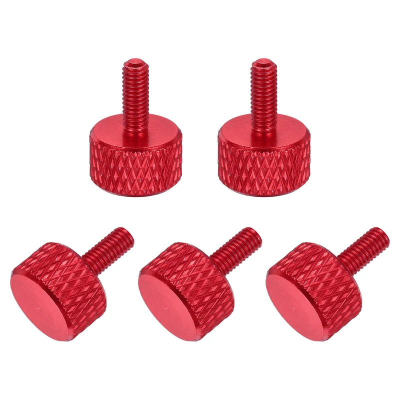 5Pcs M3x8mm Flat Head Knurled Thumb Screws for Graphics Card Red