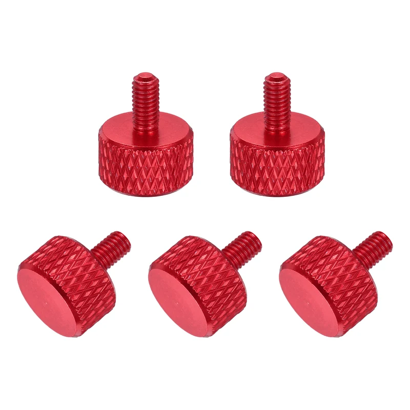 5Pcs M3x6mm Flat Head Knurled Thumb Screws for Graphics Card Red